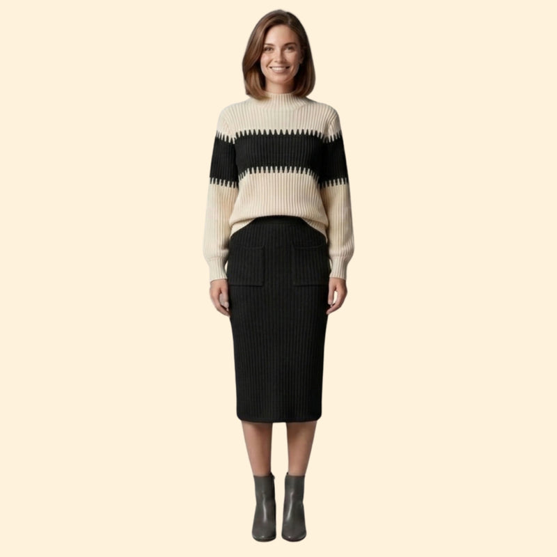 Women’s Two-Piece Set with Ribbed Sweater