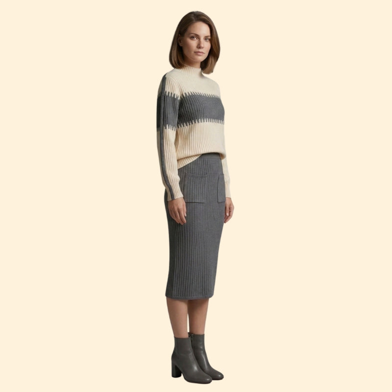 Women’s Two-Piece Set with Ribbed Sweater
