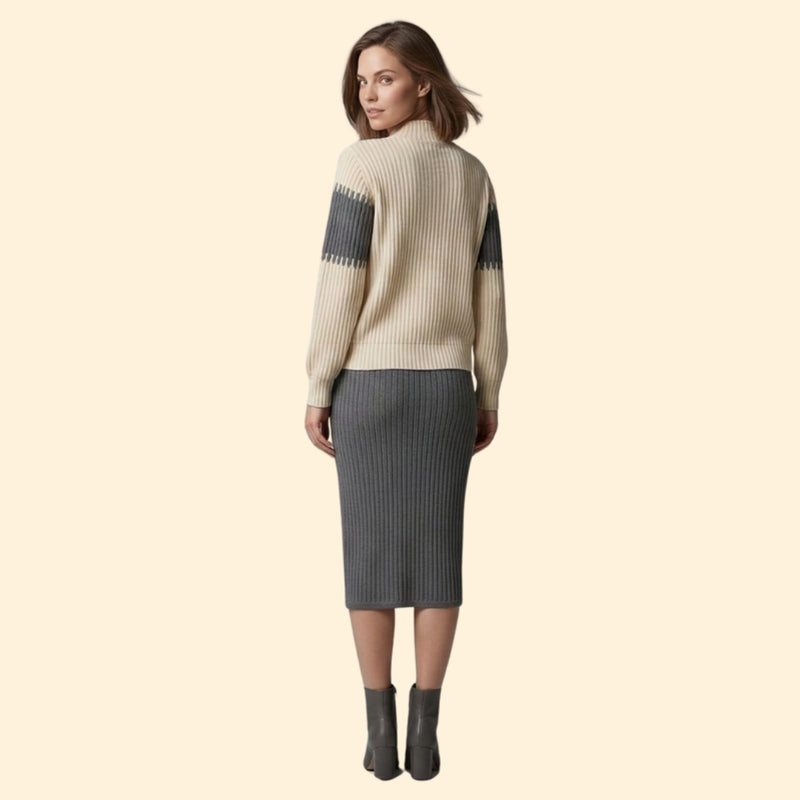 Women’s Two-Piece Set with Ribbed Sweater