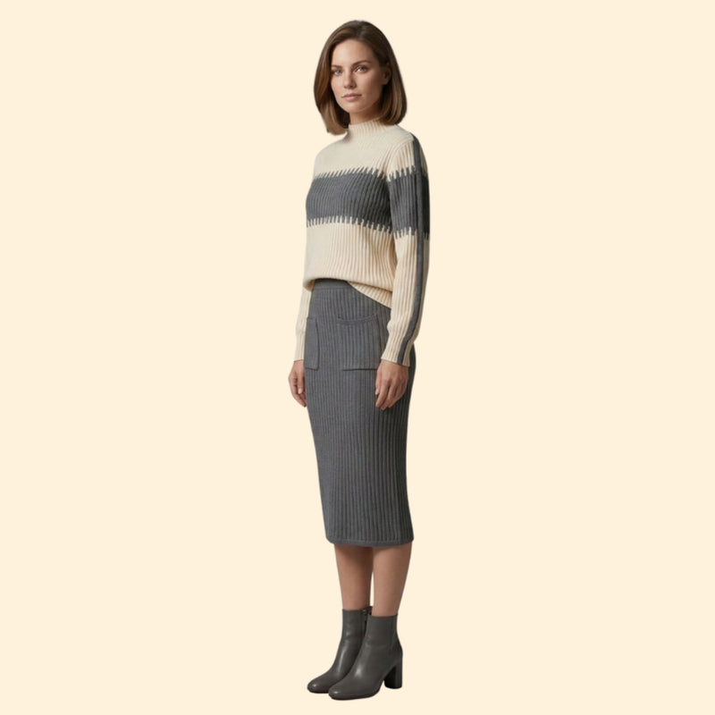 Women’s Two-Piece Set with Ribbed Sweater