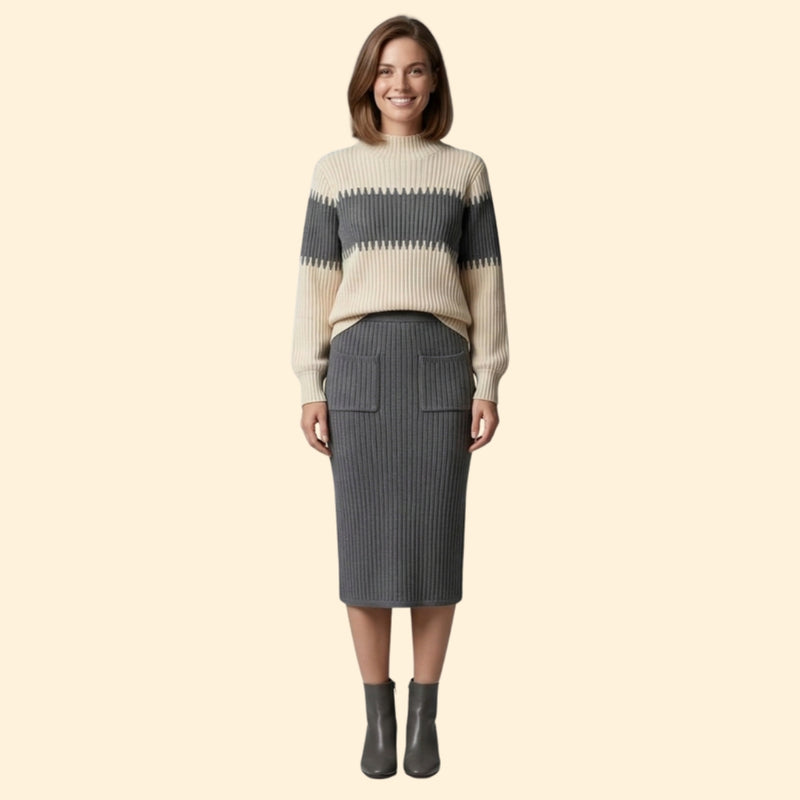 Women’s Two-Piece Set with Ribbed Sweater