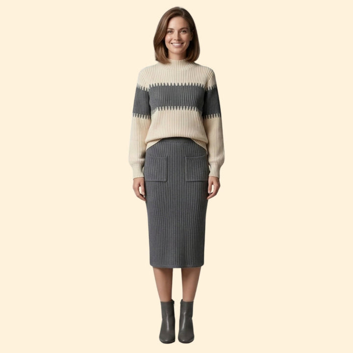 Women’s Two-Piece Set with Ribbed Sweater