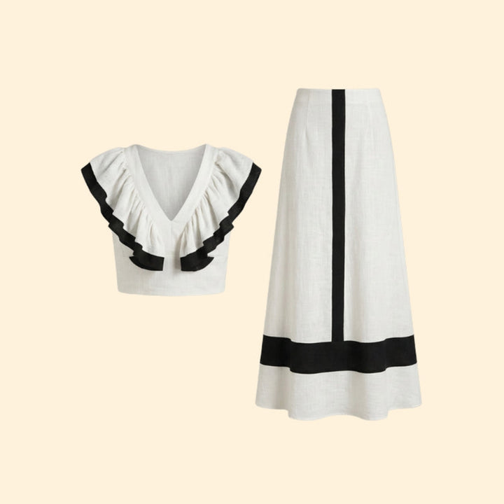 Women’s Two-Piece Set with Ruffled Sleeves