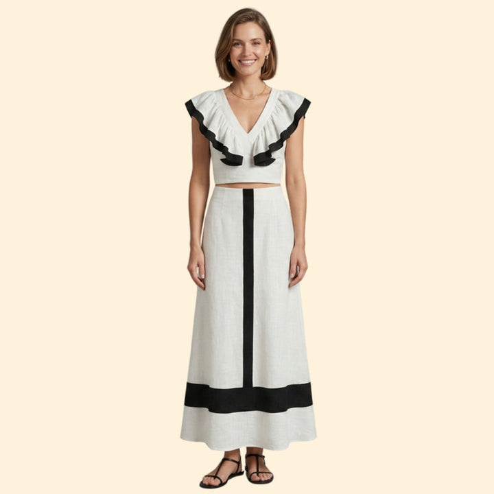 Women’s Two-Piece Set with Ruffled Sleeves