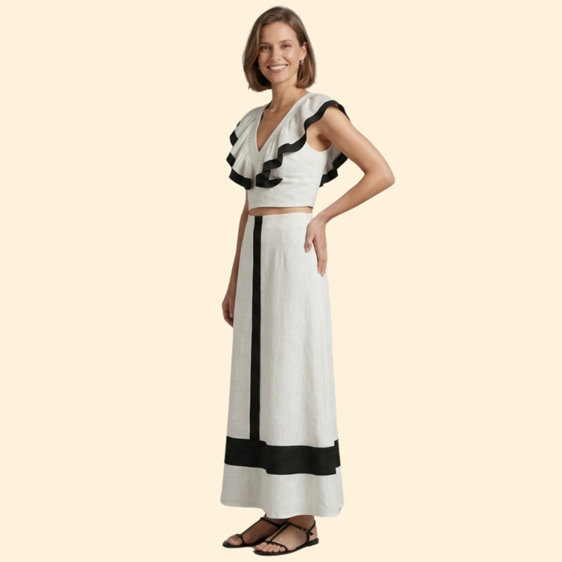 Women’s Two-Piece Set with Ruffled Sleeves