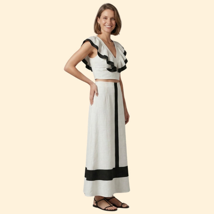 Women’s Two-Piece Set with Ruffled Sleeves