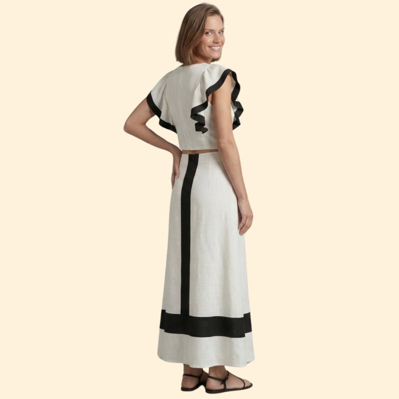 Women’s Two-Piece Set with Ruffled Sleeves