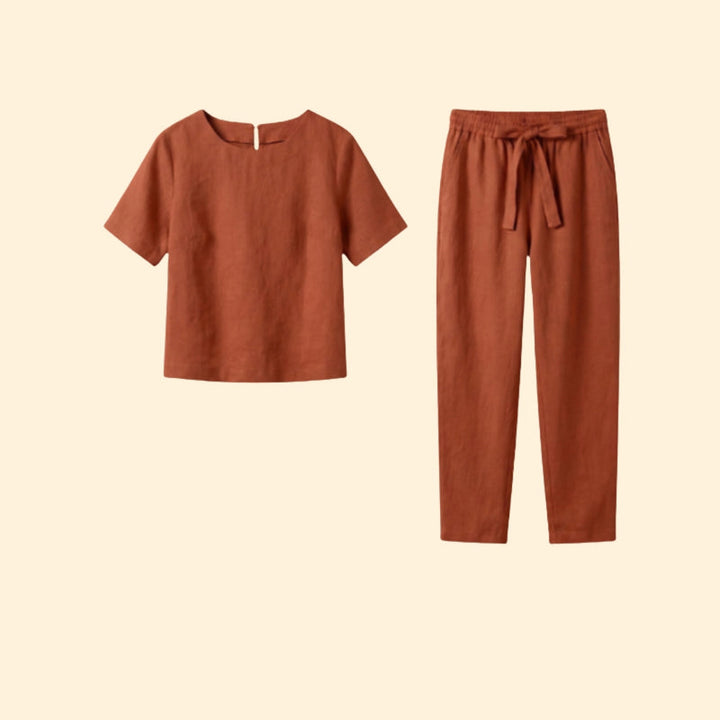 Women’s Two-Piece Set with Short Sleeve Top