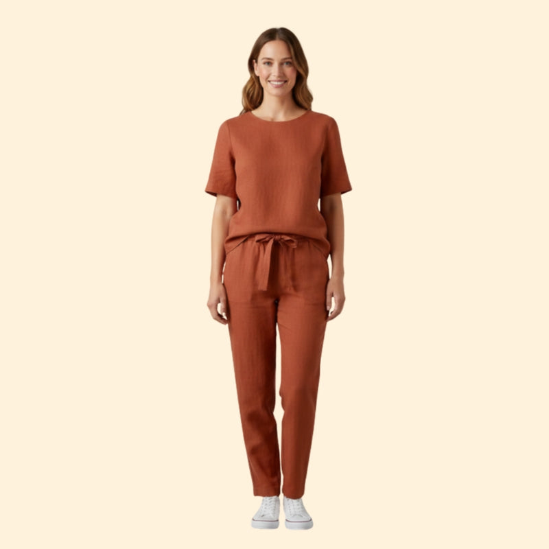 Women’s Two-Piece Set with Short Sleeve Top