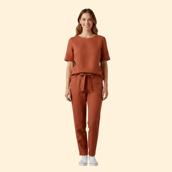 Women’s Two-Piece Set with Short Sleeve Top