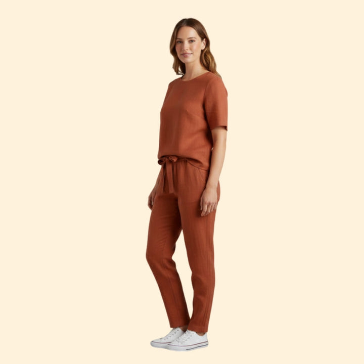 Women’s Two-Piece Set with Short Sleeve Top
