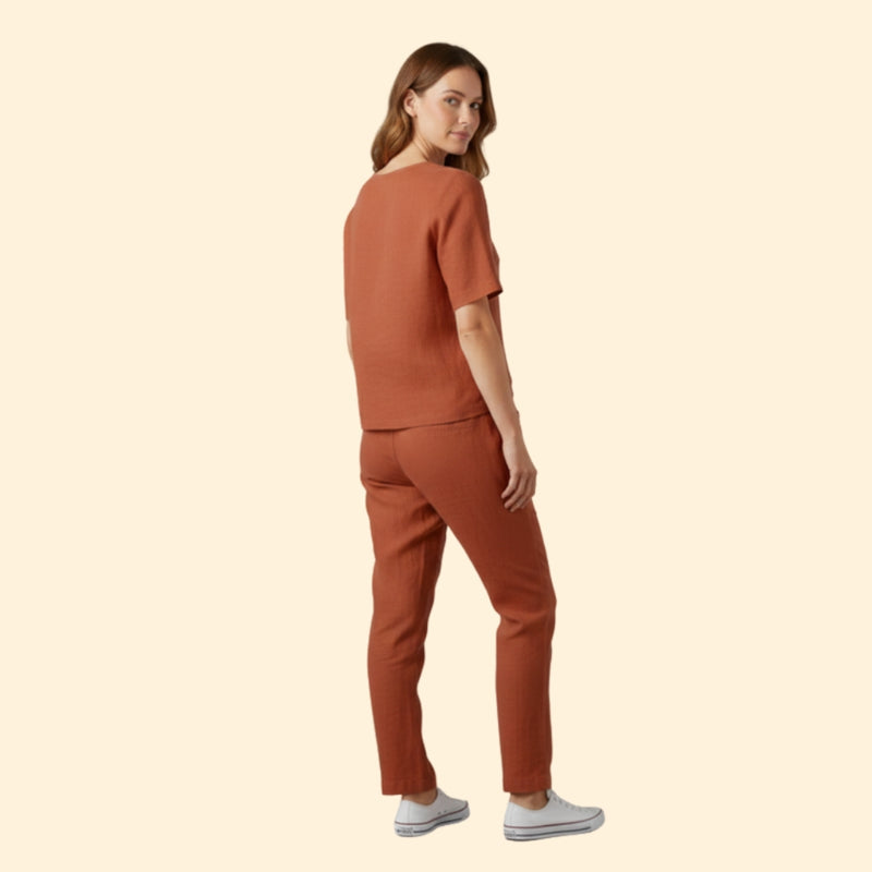 Women’s Two-Piece Set with Short Sleeve Top
