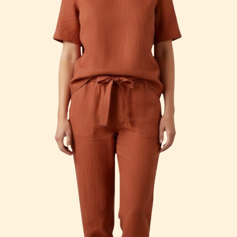 Women’s Two-Piece Set with Short Sleeve Top