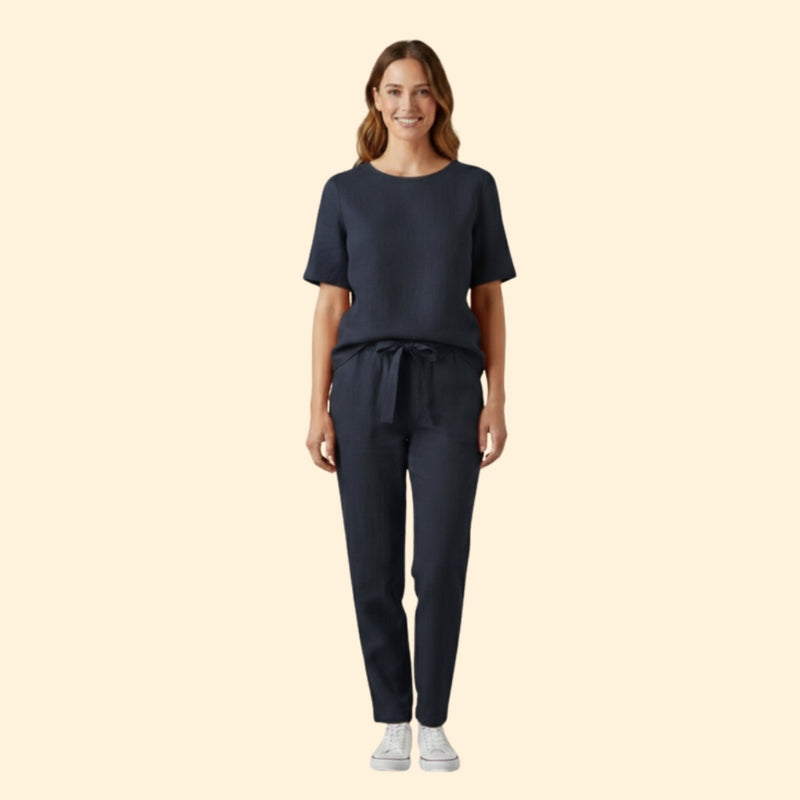 Women’s Two-Piece Set with Short Sleeve Top