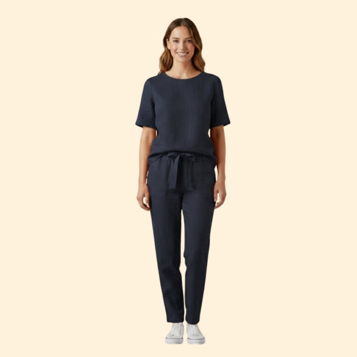 Women’s Two-Piece Set with Short Sleeve Top