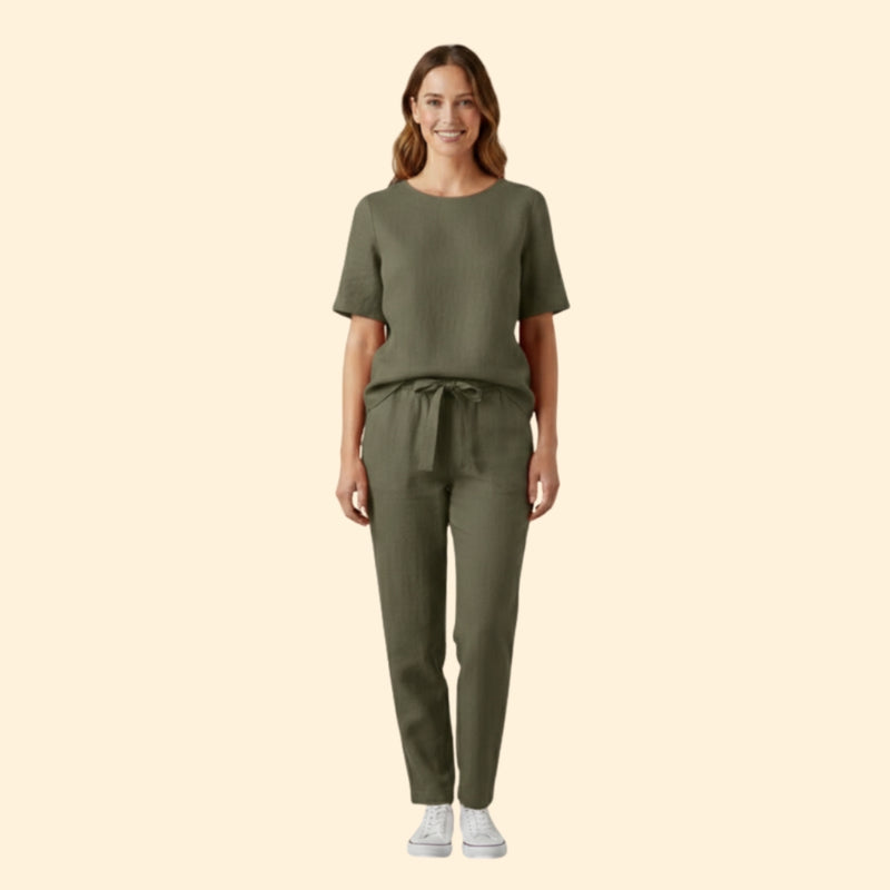 Women’s Two-Piece Set with Short Sleeve Top