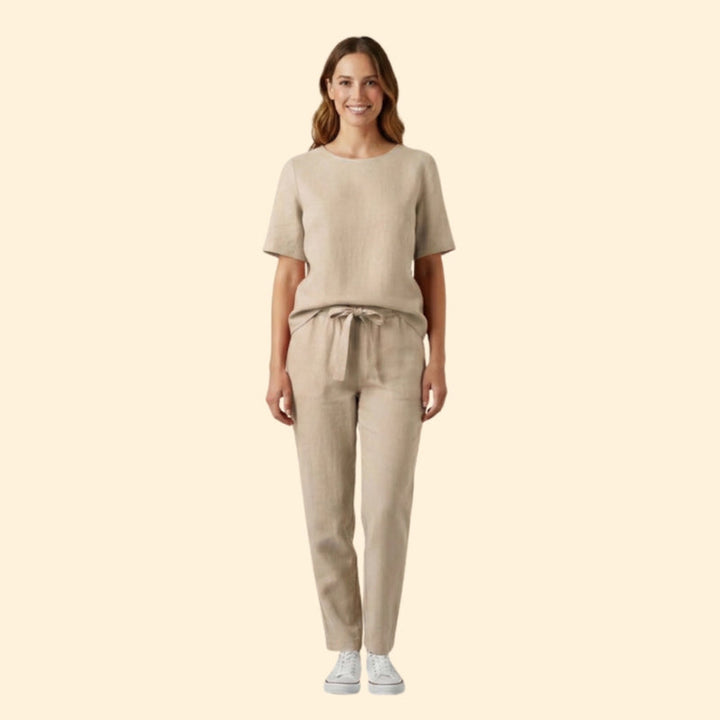 Women’s Two-Piece Set with Short Sleeve Top