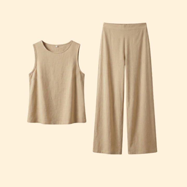 Women’s Two-Piece Set with Sleeveless Top