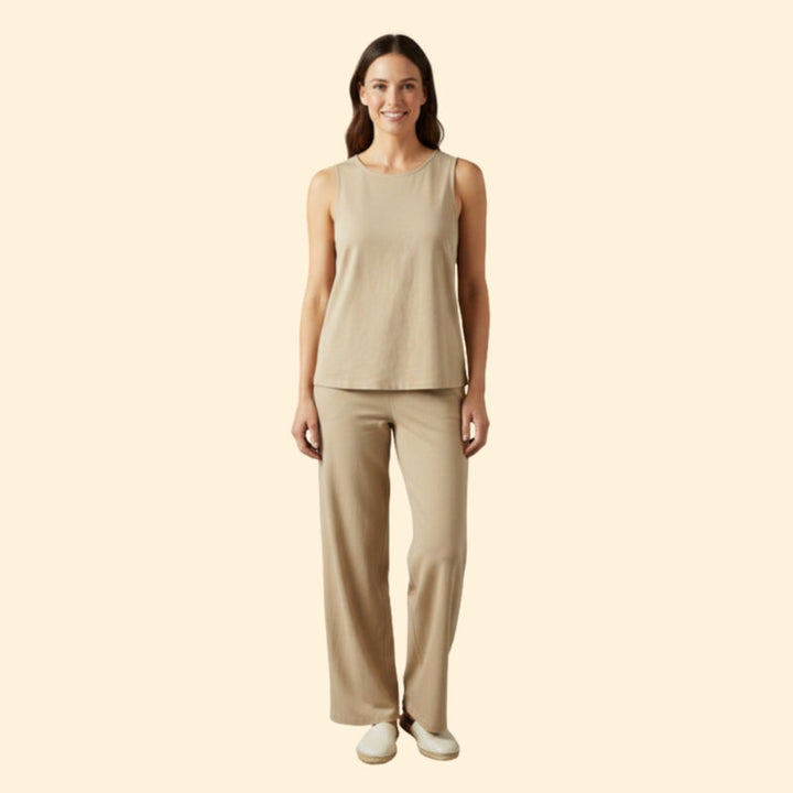 Women’s Two-Piece Set with Sleeveless Top