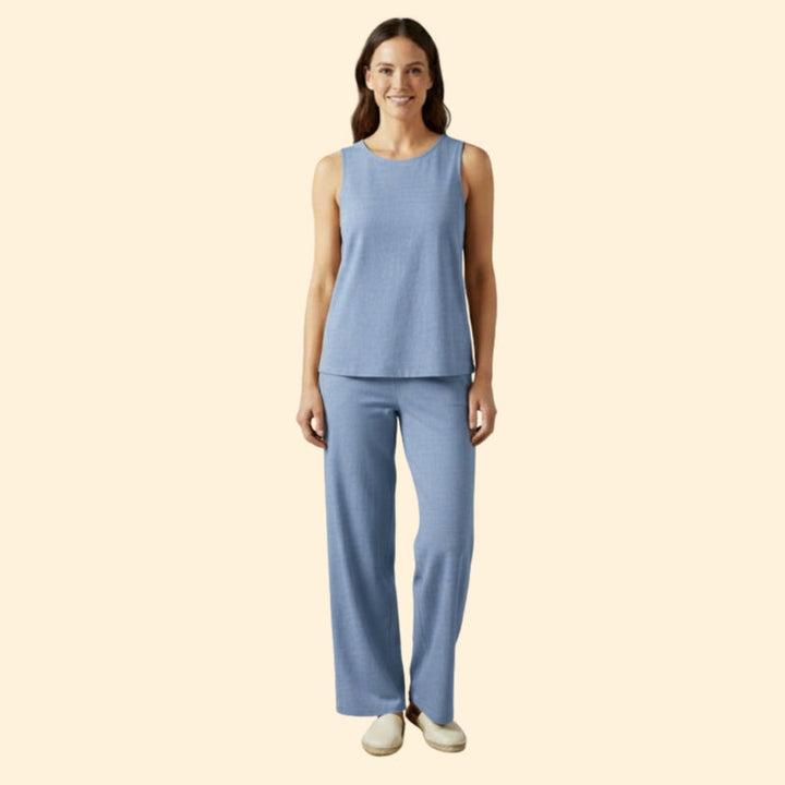 Women’s Two-Piece Set with Sleeveless Top