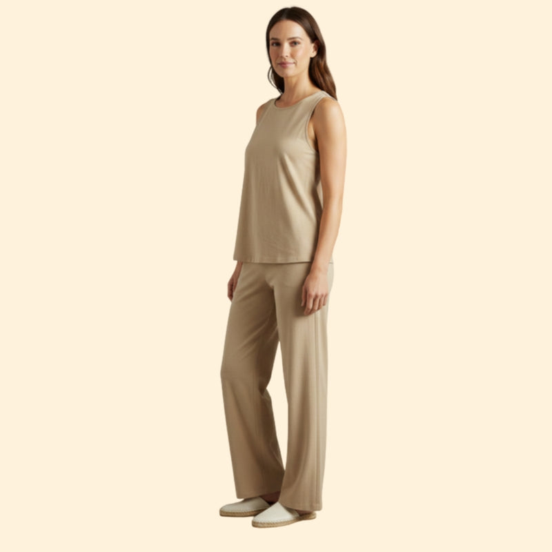 Women’s Two-Piece Set with Sleeveless Top