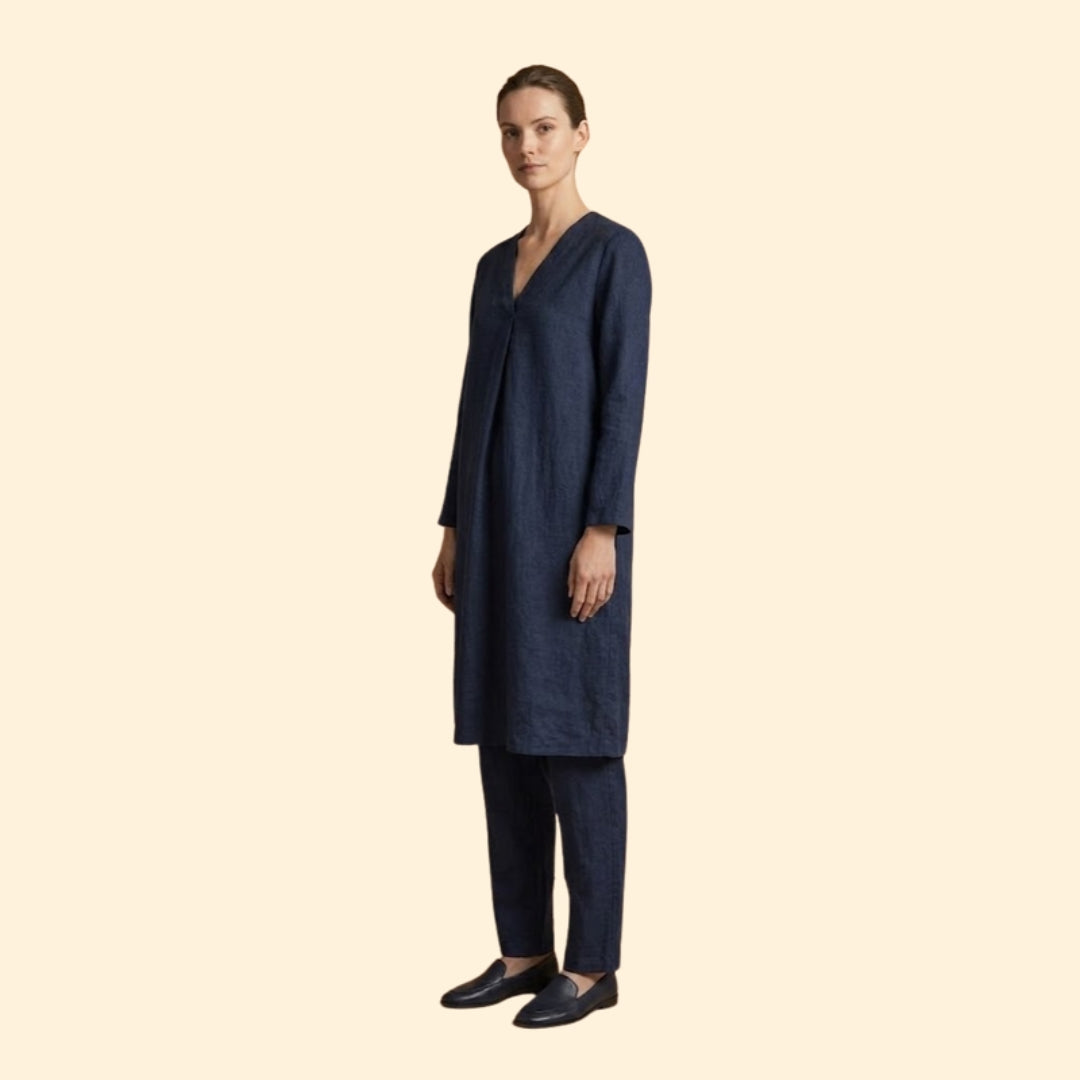 Women’s Two-Piece Set with V-Neck Tunic