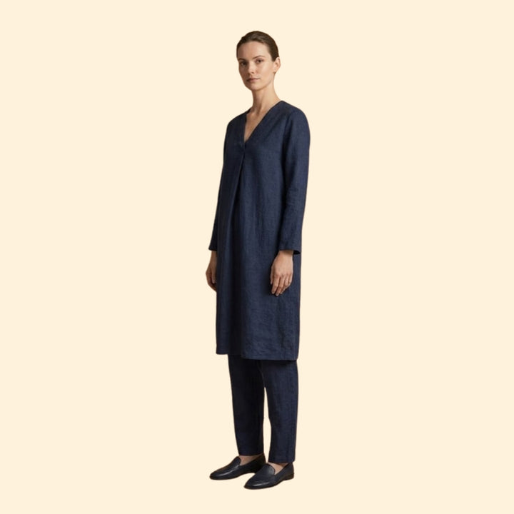 Women’s Two-Piece Set with V-Neck Tunic