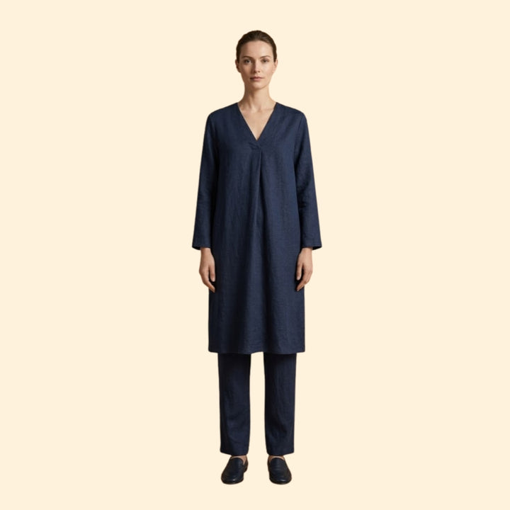 Women’s Two-Piece Set with V-Neck Tunic