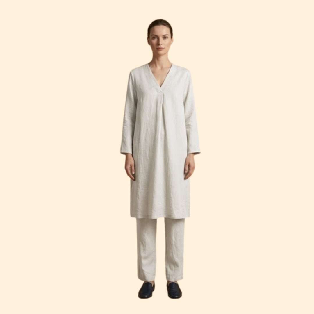 Women’s Two-Piece Set with V-Neck Tunic