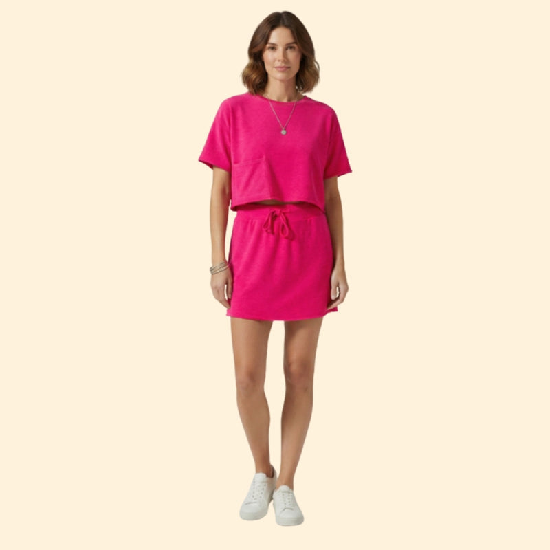 Women’s Two-Piece Skirt Set with Short Sleeve Top