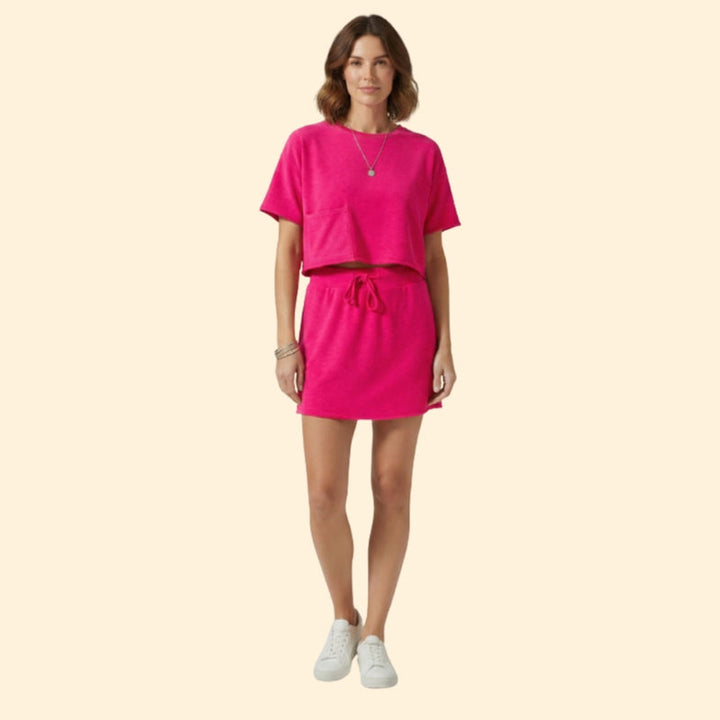 Women’s Two-Piece Skirt Set with Short Sleeve Top