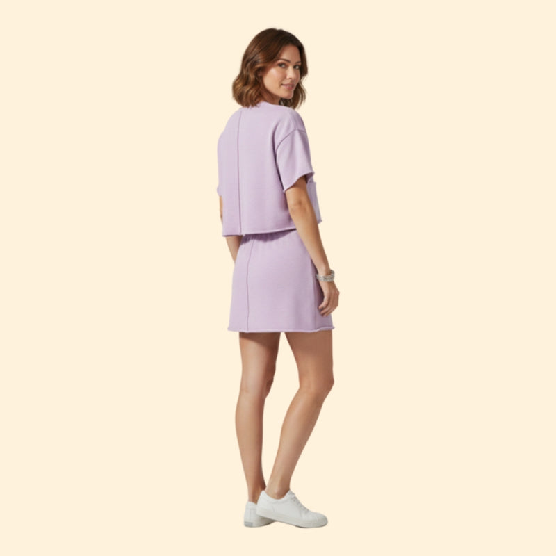 Women’s Two-Piece Skirt Set with Short Sleeve Top