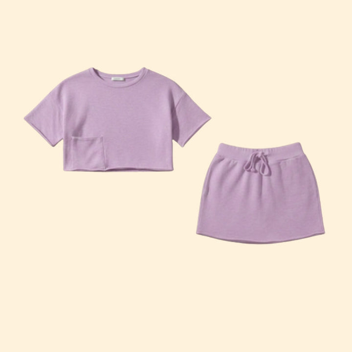 Women’s Two-Piece Skirt Set with Short Sleeve Top