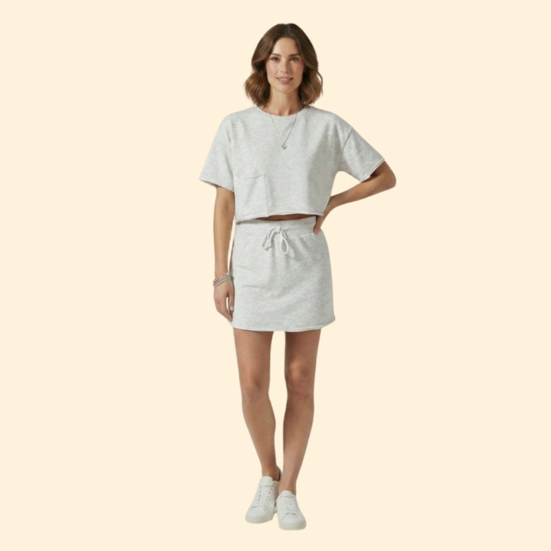 Women’s Two-Piece Skirt Set with Short Sleeve Top