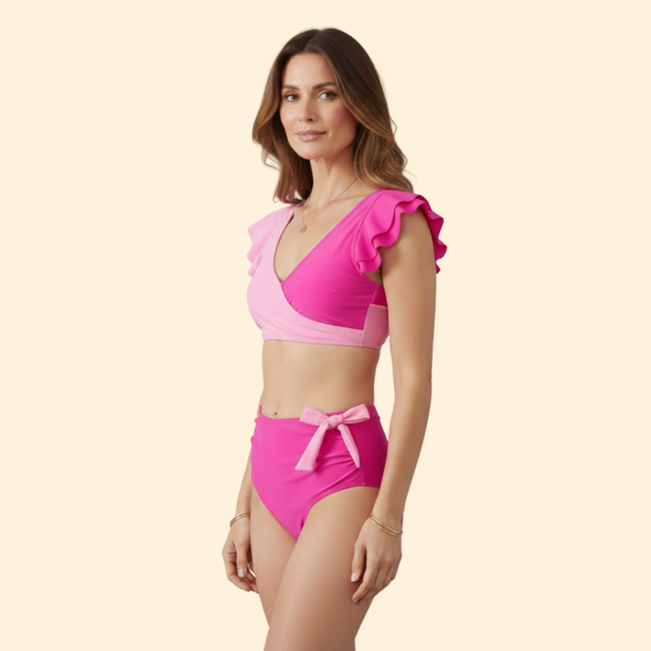 Women’s Two-Piece Swimsuit with Ruffled Sleeves