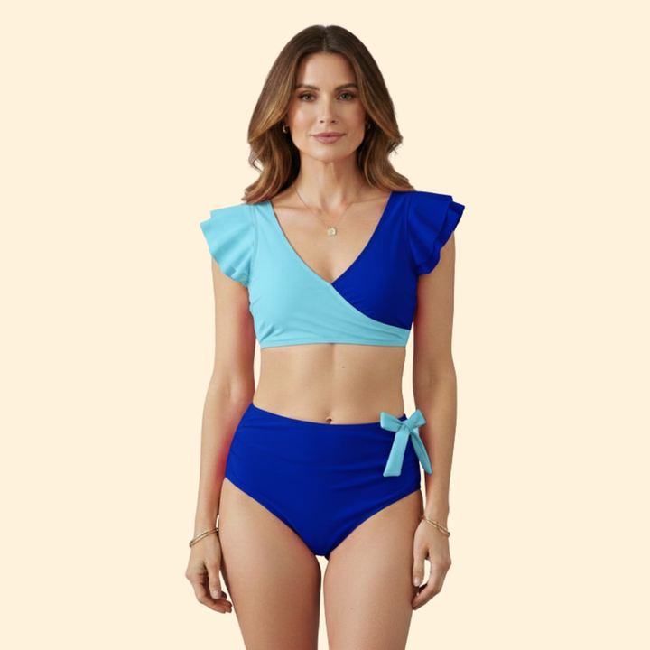 Women’s Two-Piece Swimsuit with Ruffled Sleeves