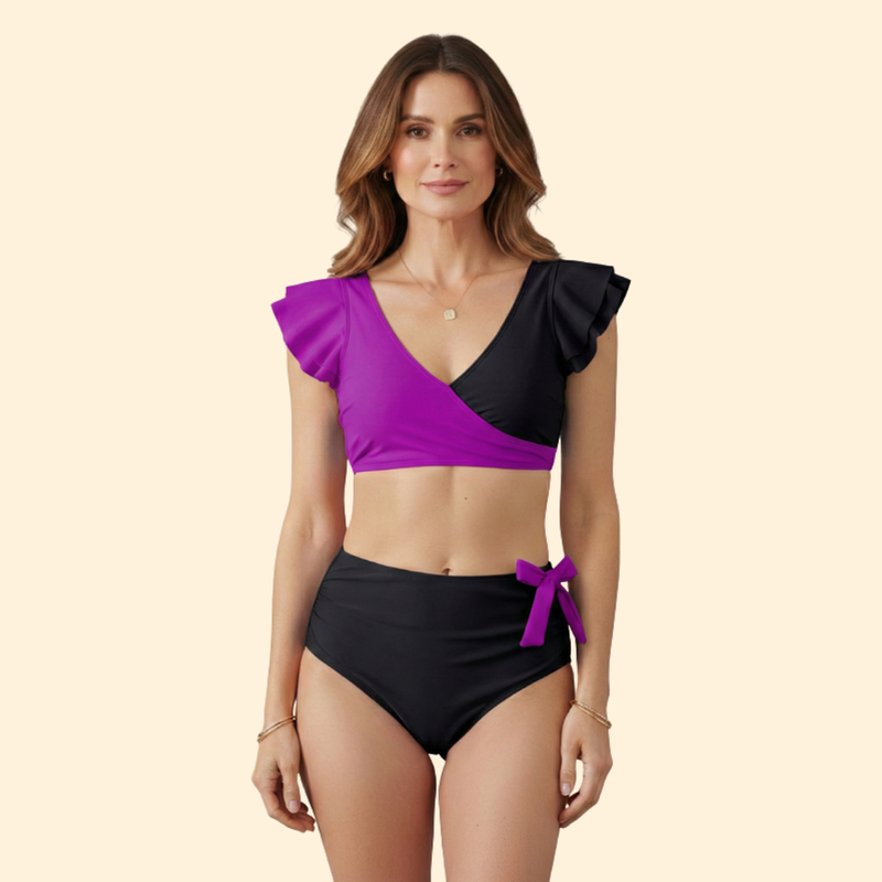 Women’s Two-Piece Swimsuit with Ruffled Sleeves
