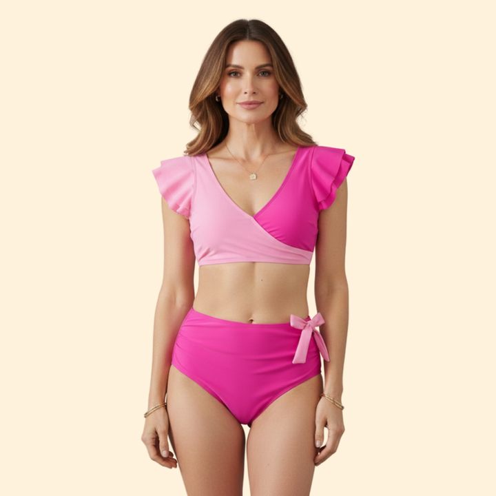 Women’s Two-Piece Swimsuit with Ruffled Sleeves