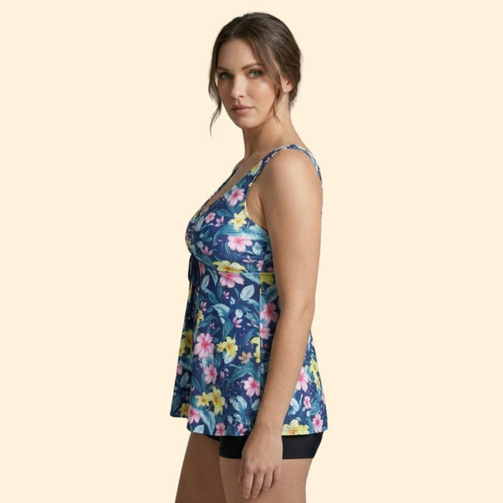 Women’s Two-Piece Tankini with High-Waisted Shorts