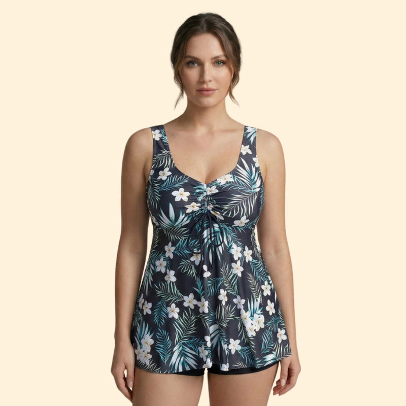 Women’s Two-Piece Tankini with High-Waisted Shorts