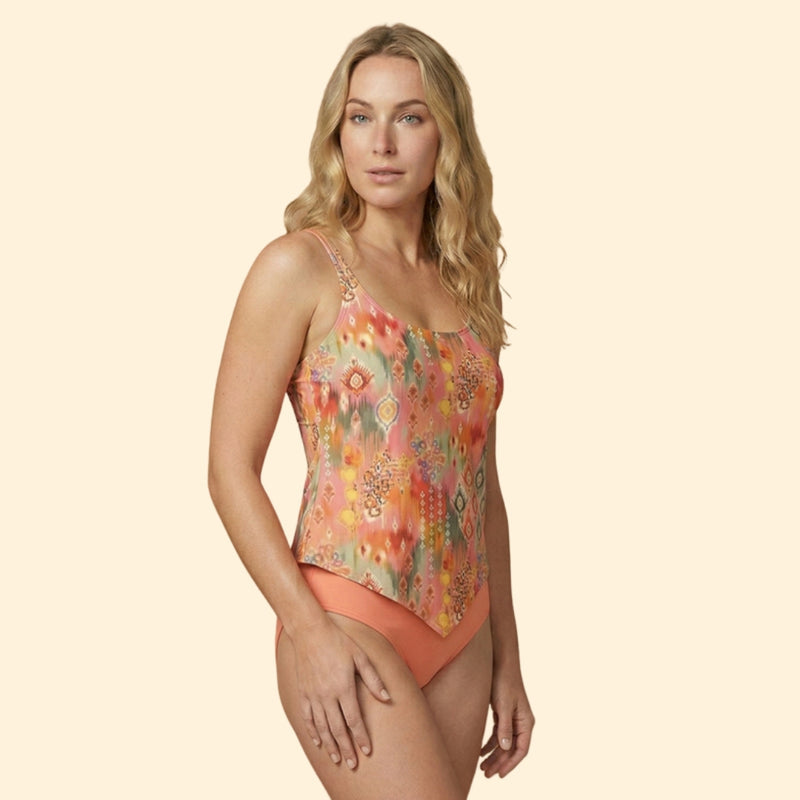 Women’s Two-Piece Tankini with Patterned Top