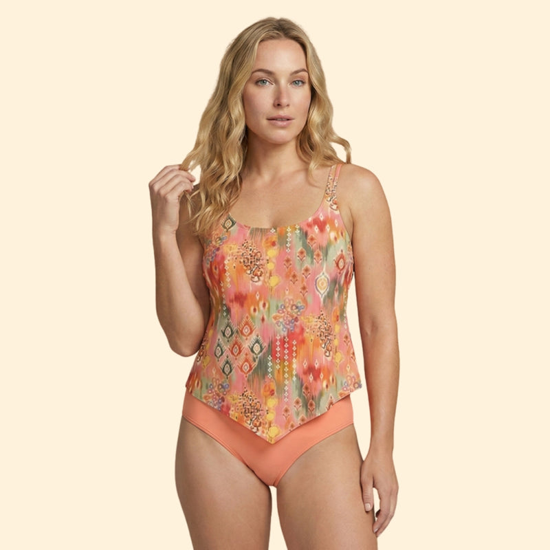 Women’s Two-Piece Tankini with Patterned Top