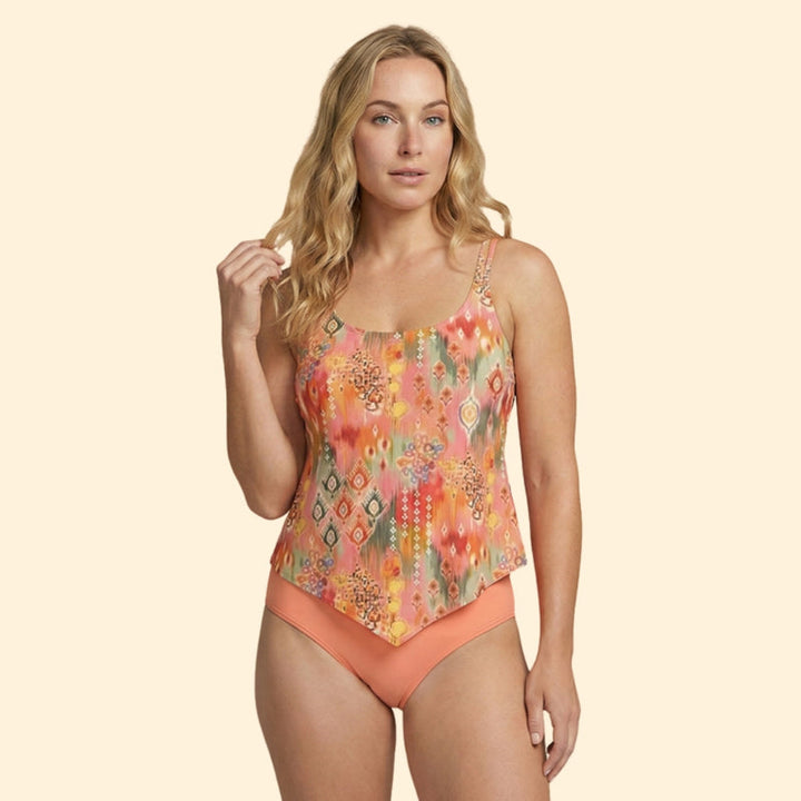 Women’s Two-Piece Tankini with Patterned Top