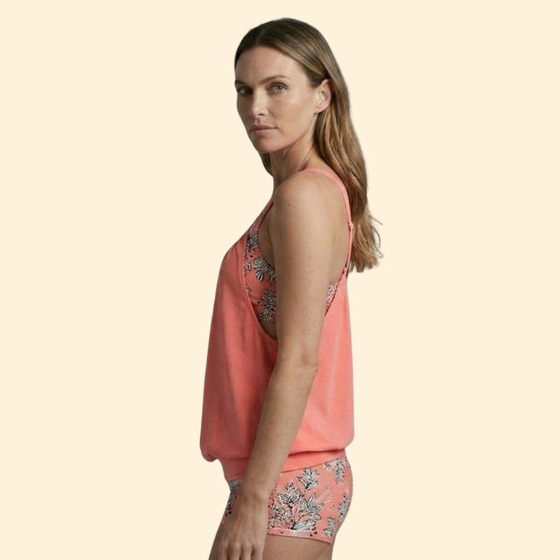 Women’s Two-Piece Tankini with Tropical Print Shorts
