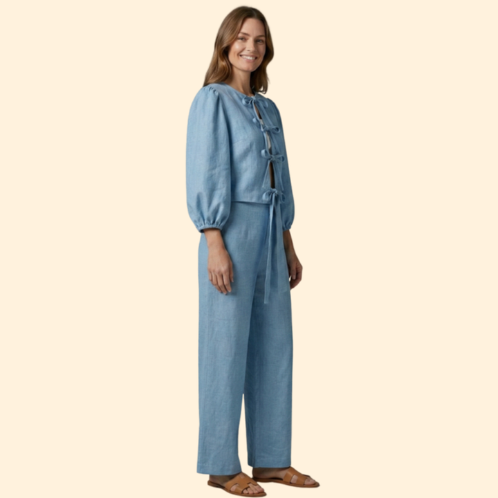 Women’s Two Piece Set with Tie Front Top