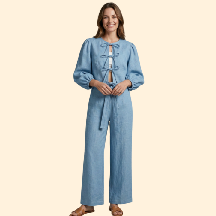 Women’s Two Piece Set with Tie Front Top