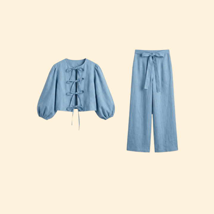 Women’s Two Piece Set with Tie Front Top