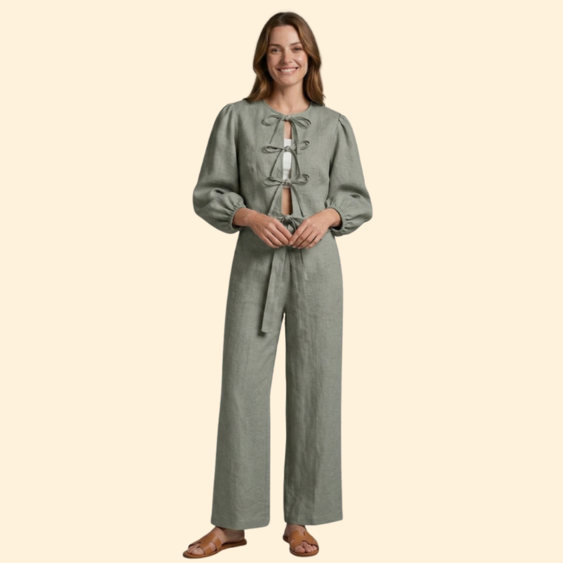 Women’s Two Piece Set with Tie Front Top