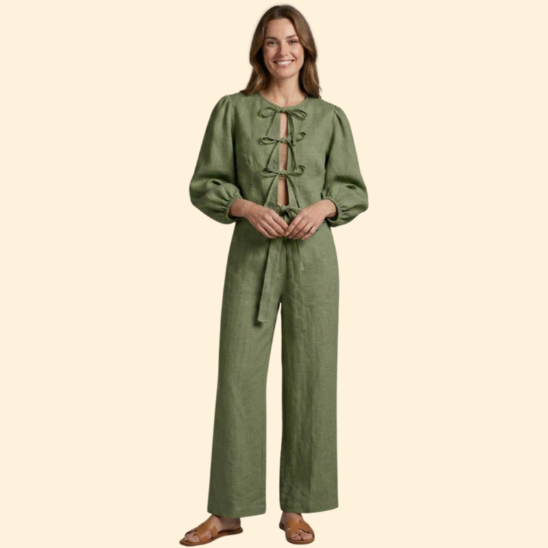 Women’s Two Piece Set with Tie Front Top