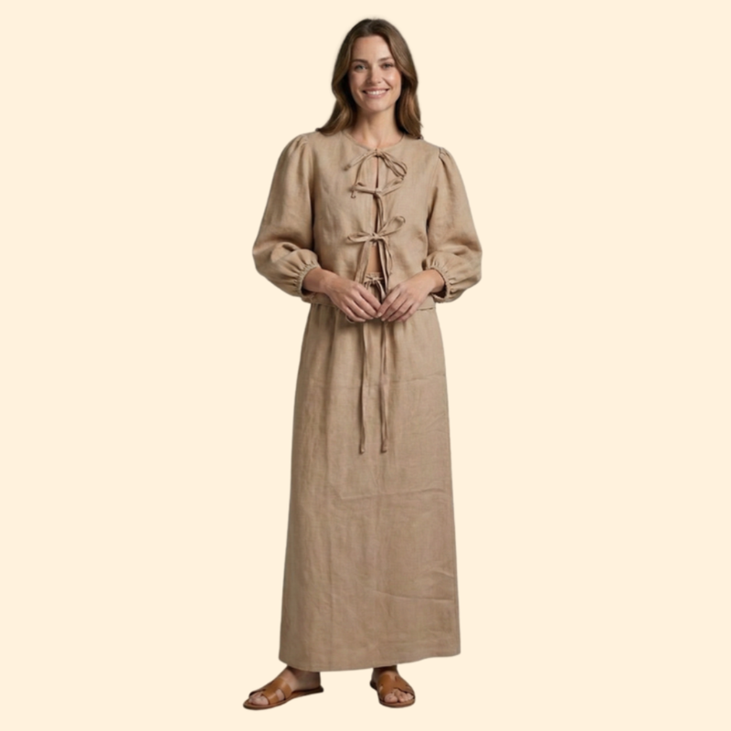 Women’s Two Piece Set with Tie Front Top
